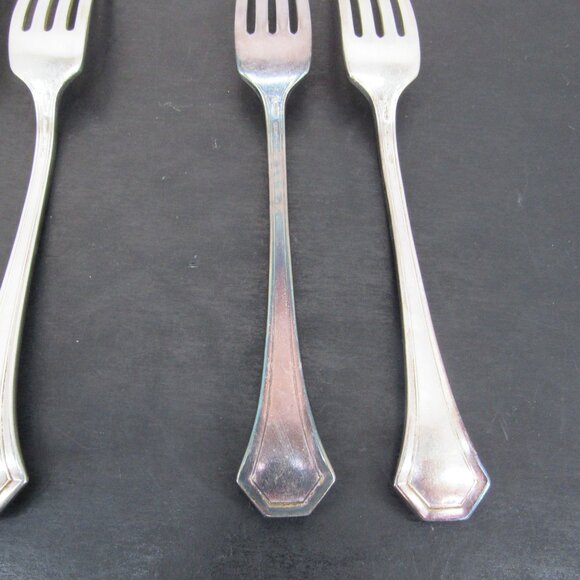 Barton & Reed Pompeian Greek Key & Scrollwork Design Dinner Fork Set of 4 Vntg - Picture 9 of 12